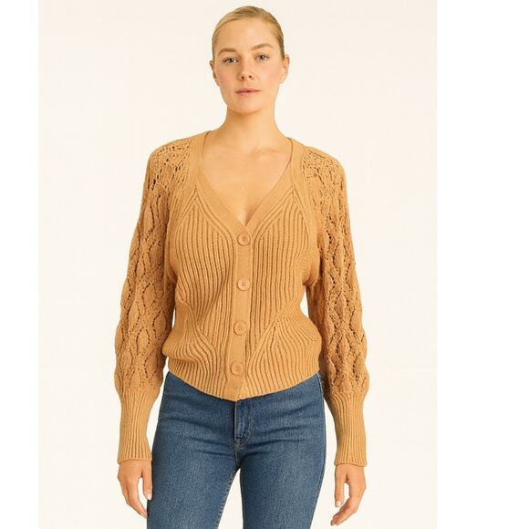 Jonathan Simkhai Adeline Cardigan Sweater XS Orange - Picture 1 of 9